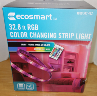 Photo 1 of EcoSmart 32.8 Ft. Indoor RGB LED Color Changing Strip Tape Light with Remote