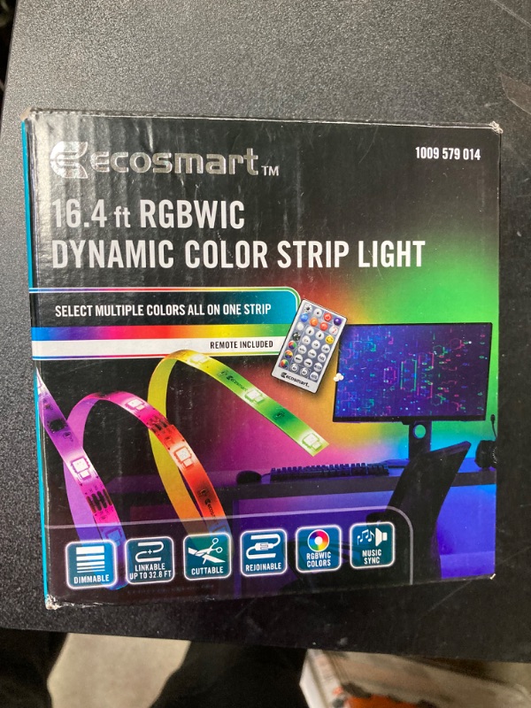 Photo 3 of EcoSmart 16.4 Ft. Smart RGBWIC Dynamic Color Changing Dimmable Plug-in LED Strip Light Powered by Hubspace, White