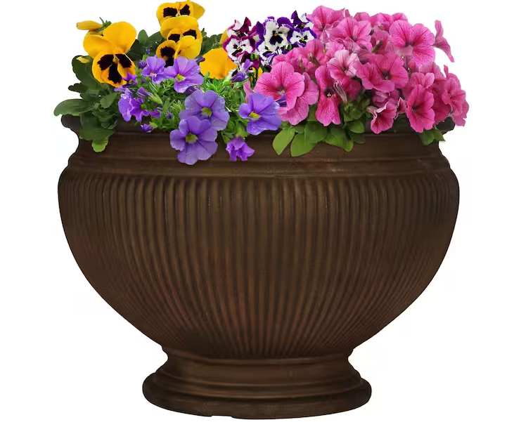 Photo 1 of 16 in. Rust Single Elizabeth Resin Outdoor Flower Pot Planter
QTY:2