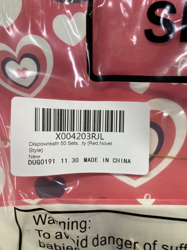 Photo 1 of 50 Sets Valentine's Day Gift Bags with Handles Candy Bags Valentine Paper Bags with Wrapping Paper Heart Shaped Tag Cord for Valentine's Day Weddings Party (Red,Novel Style) Red 1 Count (Pack of 50)