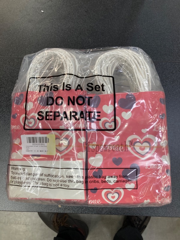 Photo 3 of 50 Sets Valentine's Day Gift Bags with Handles Candy Bags Valentine Paper Bags with Wrapping Paper Heart Shaped Tag Cord for Valentine's Day Weddings Party (Red,Novel Style) Red 1 Count (Pack of 50)