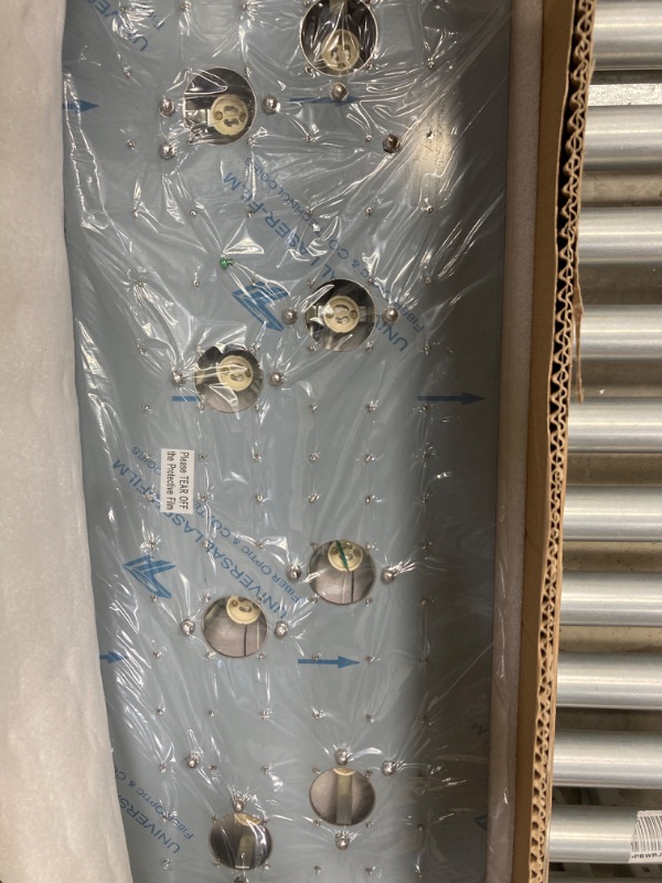 Photo 1 of Crystal Chandelier, Modern Flush Mount Rectangular Light Fixture, Wave Raindrop Entryway Pendant, Staircase Chandelier for High Ceilings, Dining Room, Living Room, Kitchen Island, Bedroom (8 Light) L31.5"x W11.8"x H35.4"