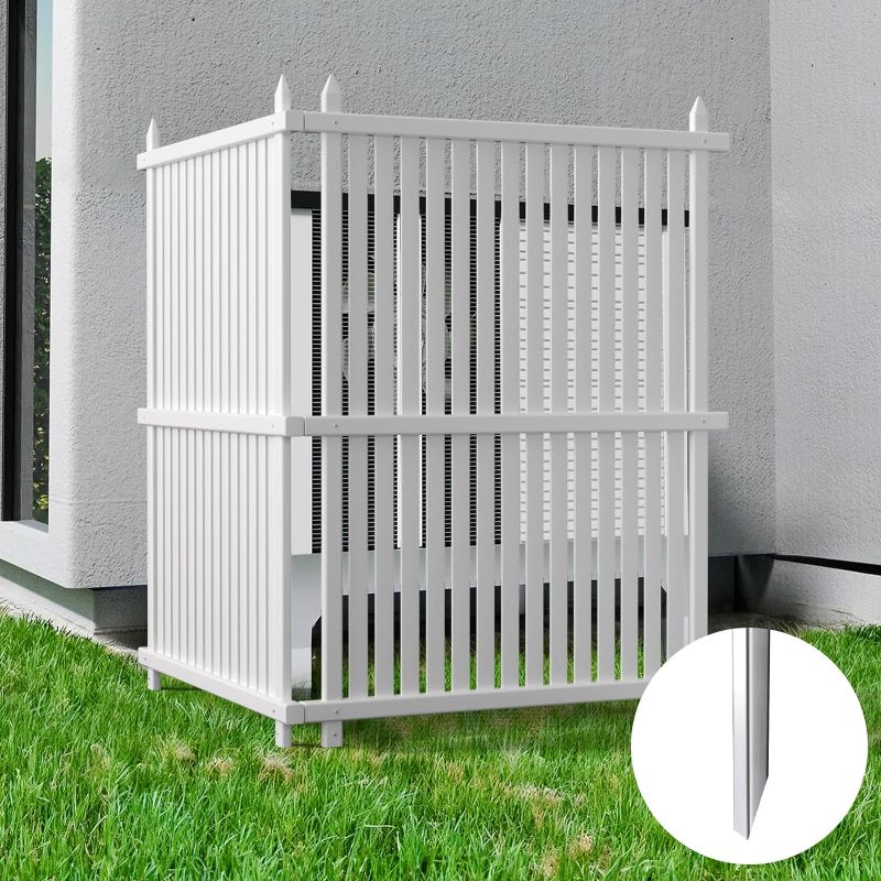 Photo 1 of ***ONLY ONE FENCE PANEL, MISSING A SPIKE*** 48"H X 36"W Air Conditioner Fence Panels Privacy Screen Fence - No Dig Trash Can Enclosure Outdoor with Metal Stakes Vinyl Fence Panels Trash Can Screens for Outdoor
