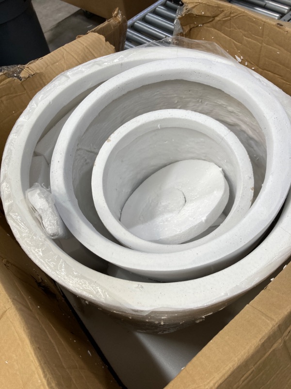 Photo 2 of Kante 18", 14", and 10" W Pure White Concrete Round Planters (Set of 3), Outdoor Indoor Modern Planter Pots, Lightweight, Weather Resistant, Seamless with Drainage Hole (RC0050ABC-C80011) Pure White 18"W + 14"W + 10"W Planters