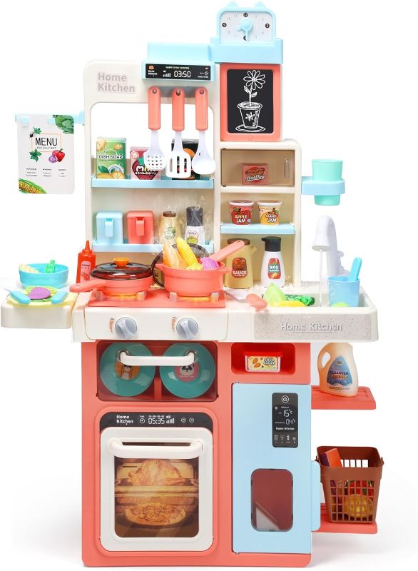 Photo 1 of Kids Kitchen Playset: Realistic Lights & Sounds, Spray and Play Sink Simulated, Kitchen Cooking Accessories, Play Food, Ideal Gift Pretend Play Kitchen Set for Kids Girls Boys Ages 3 4 5 6