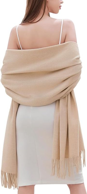 Photo 1 of RIIQIICHY Women's Scarf Pashmina Shawls and Wraps for Evening Dress Bridesmaid Wedding Bridal Winter Warm Long Large Scarves