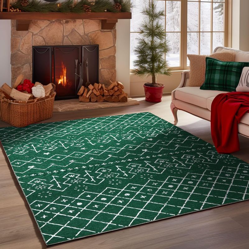 Photo 1 of *** similar ***
COLLACT Christmas Area Rug 8x10 Green Rug Moroccan Xmas Modern Christmas Kitchen Rugs Washable Non Slip Thin Diamond Decorative Carpet Holiday Decor Rug for Bathroom Bedroom Dining Room Living Room
