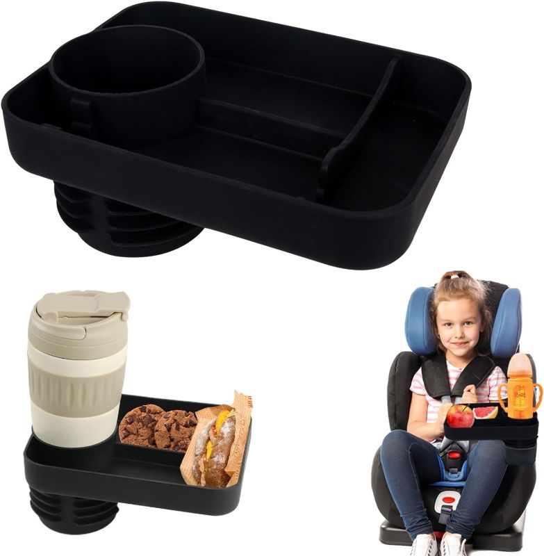 Photo 1 of 
Car Cup Holder Tray, Car Seat Cup Holder Snack Tray, Detachable Silicone Car Cup Holder Expander for Snacks, Toys, Books, Accessories
