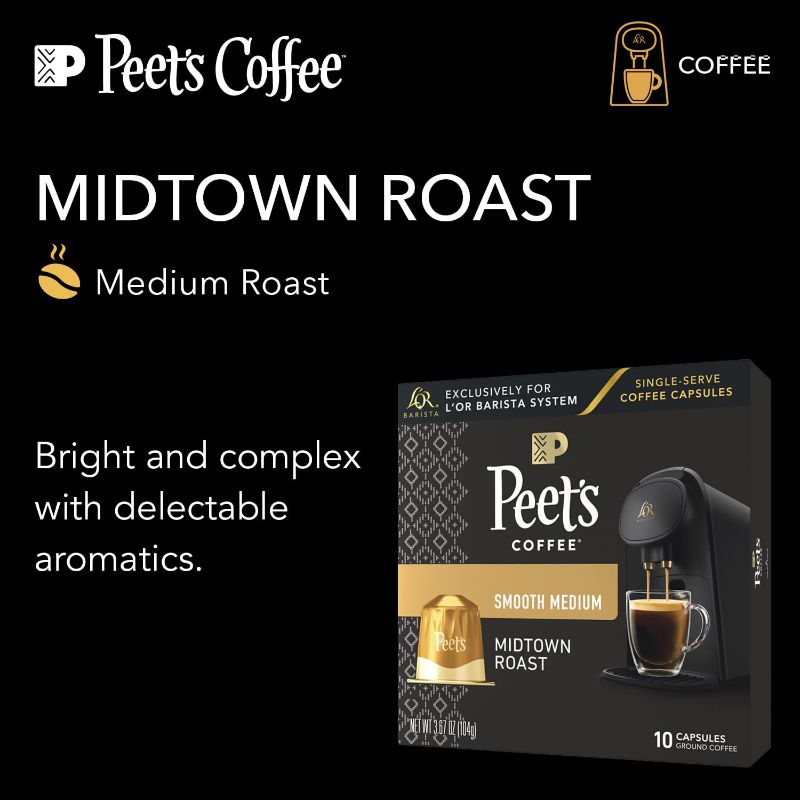 Photo 1 of L'OR Barista Coffee Pods, Peet's Coffee Midtown Medium Roast - 30 Single-Serve Capsules, Exclusively Compatible with L'OR BARISTA System, Brews 5 oz, 8 oz, 12 oz, 10 count, Pack of 3
