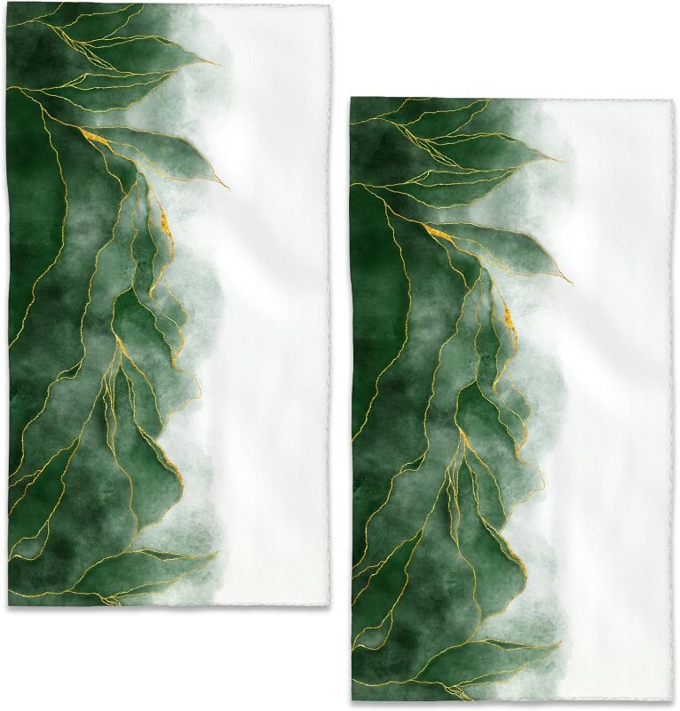 Photo 1 of Golden Green Marble Hand Towels Abstract Lines Bath Towel Set of 2 Soft Kitchen Dish Towels Decorative Bathroom Face Towels for Guest Gym Yoga 28 x 14 Inch
2 PACK 