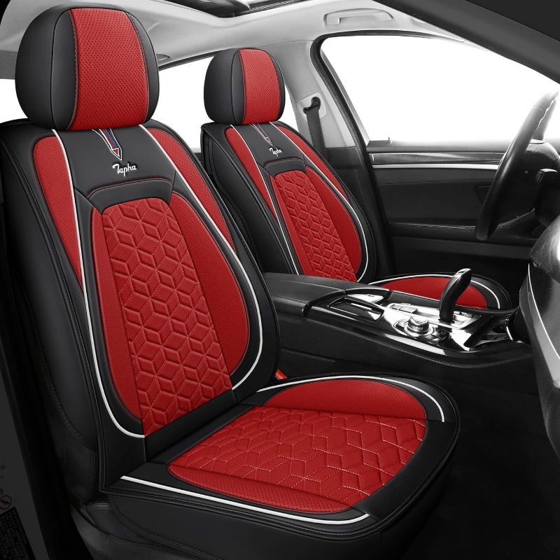 Photo 1 of Executive Leatherette Car Seat Cover & Cushion Set, Breathable and Water-Resistant, Universal Fit for Car SUV & Truck (Front and Rear Seats, Black & Red) (TAP-01-B2)
Brand: Tapha