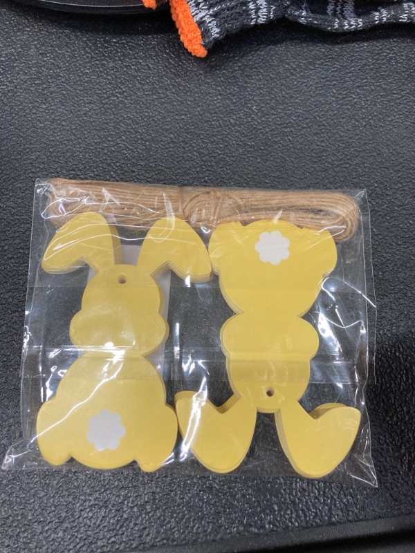 Photo 2 of 50Pcs Easter Bunny Tags Happy Easter Paper Hanging Tag with Strings Decorations Yellow Rabbit Shape Hanging Labels for Spring Home DIY Gift Holiday Party Favor Decor