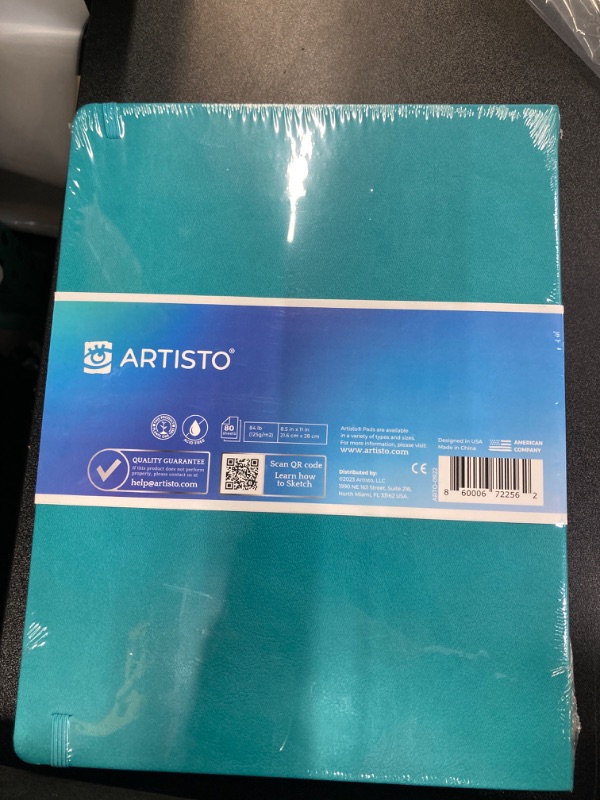 Photo 2 of ARTISTO 8.5x11" Premium Hardcover Sketchbook - 80 Sheets (125 GSM), Acid-Free Drawing Paper, Hardbound Sketch Pad with Inner Pocket, Elastic Closure, and Bookmark Ribbon Blue