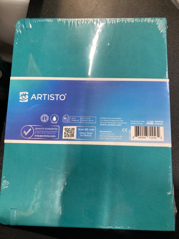 Photo 3 of ARTISTO 8.5x11" Premium Hardcover Sketchbook - 80 Sheets (125 GSM), Acid-Free Drawing Paper, Hardbound Sketch Pad with Inner Pocket, Elastic Closure, and Bookmark Ribbon Blue