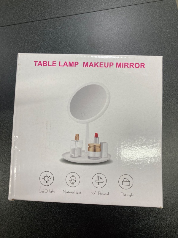 Photo 2 of Makeup Mirror with 3 Lights Modes, Light up Mirror for Makeup with 5X Magnification, Led Makeup Mirror for Desk or Table, Rechargeable Makeup Mirror with Lights, Light Mirror Makeup