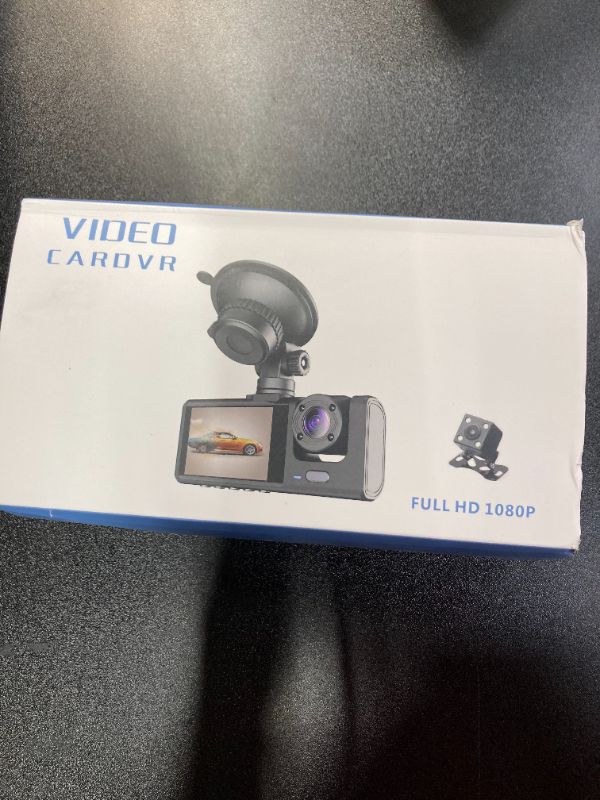 Photo 2 of 3 Channel Dash Cam Front and Rear Inside Full HD Triple Dash Camera 2.0 inch IPS Screen, 170 Wide Angle, Night Vision, Loop Recording, Parking Recording