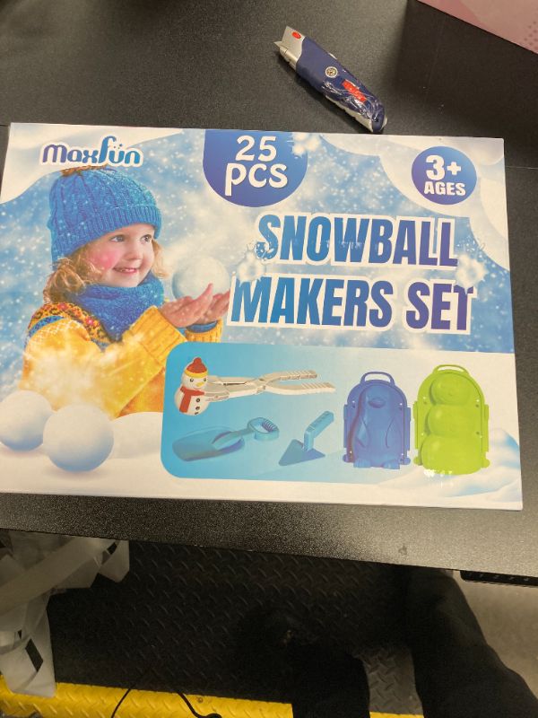 Photo 2 of Max Fun 25Pcs Snowball Maker Tool Winter Snow Toys Kit with Handle for Snow Ball Shapes Maker Fights Duck for Kids Toddlers Adults Outdoor Snow Sand Molds