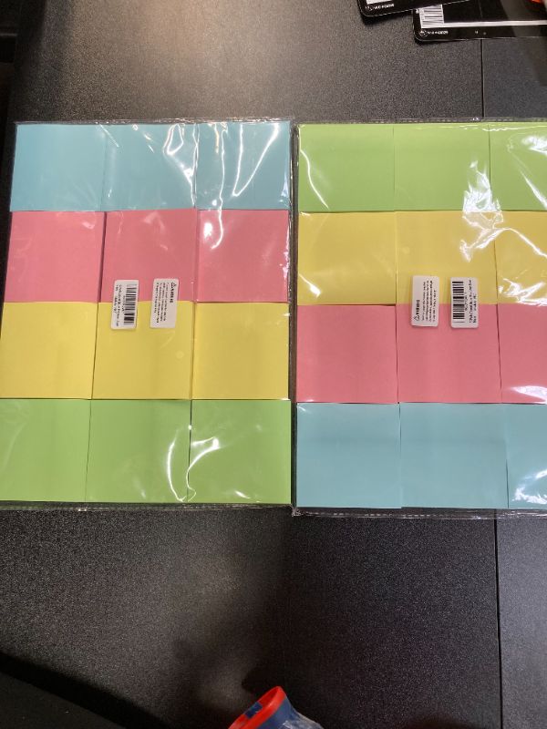 Photo 2 of 12 Packs Colored Sticky Notes, 3"x3" Self-Stick Pads with 960 Sheets in Total, 80 Sheets/Pack, Perfect for Office, Home, School, Meetings - 4 Colour (Yellow, Pink, Green, Blue) 12 Pack Sticky Note
 2 pack bundle