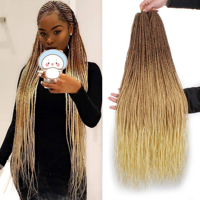 Photo 1 of ZRQ 34 Inch 8 Packs Senegalese Twist Crochet Hair 40Strands/pack Synthetic Crochet Braiding Hair Blonde Sengalese Twist Crochet Braids Synthetic Hair Braiding Hair Extensions(34"8packs, 27/613#)