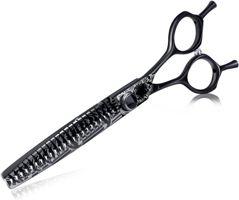 Photo 1 of 7" Chunker Dog Grooming Scissors, Ergonomic Pets Grooming Thinner Blender Shears Cat Trimming Texturizing with Offset Handle, Stainless Steel, Light Weight, Sharp, Safe, Comfortable