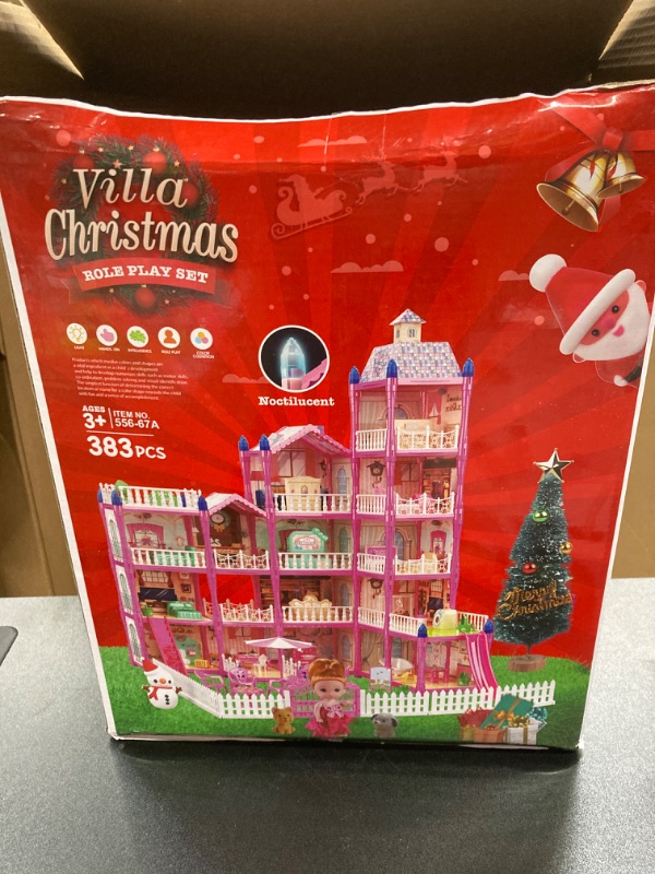 Photo 1 of Big Doll House Girl Toys Dream Dollhouse 5-Story 15 Rooms Playhouse with Furniture and Accessories Snowman Santa Claus Christmas Tree Gift Toy for Kids Ages 3 4 5 6 7 8 9 10 Year Old Girls