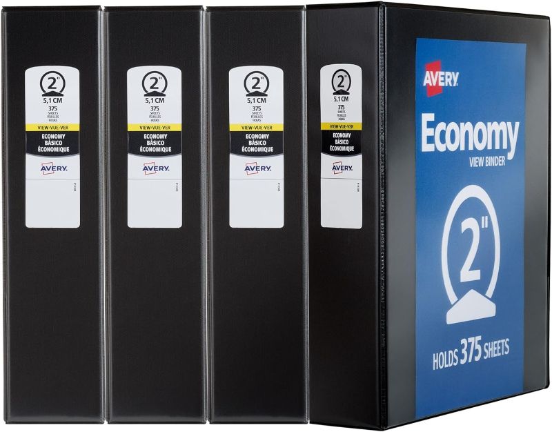 Photo 1 of Avery 19205 Economy View Binder 2" Black (4 Pack)