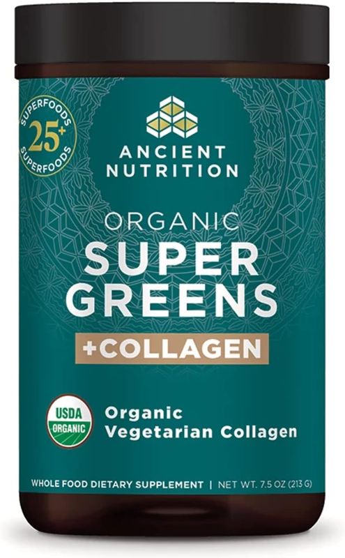 Photo 1 of Ancient Nutrition Supergreens Powder, Organic Superfood Powder with Collagen, Made from Real Fruits, Vegetables and Herbs, for Digestive and Energy Support