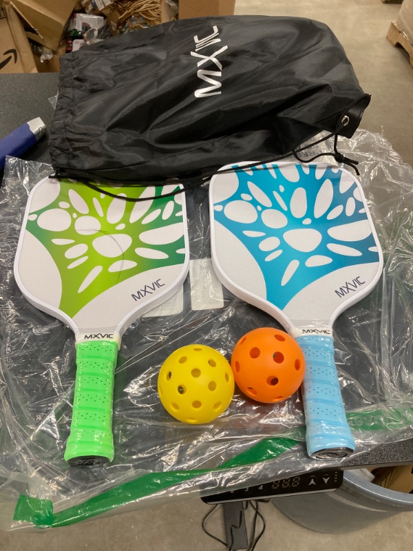 Photo 2 of Pickleball-Paddles-Set of 2 or 4 with Balls, Pickleball Bag or Backpack | Fiberglass Pickle-Ball Rackets for Adults, Kids, Men, Women | MXVIC Pickle-Ball Equipment and Accessories by USAPA Standard