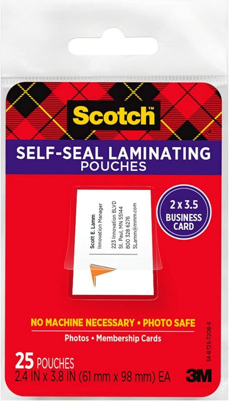 Photo 1 of Scotch Self-Sealing Laminating Pouch, 10 Sheets per Pack