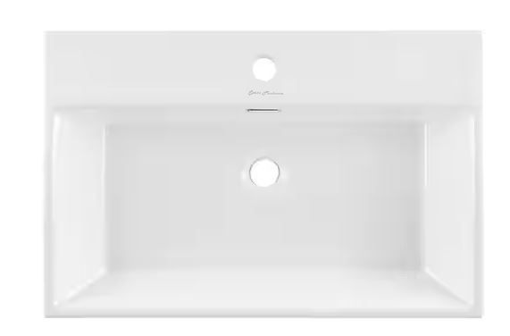 Photo 1 of  23.63 in. Rectangle Wall Mount Bathroom Sink in Glossy White