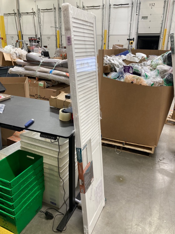 Photo 1 of 36 in. x 80 in. Louver/Panel Pine White Interior Closet Bi-fold Door