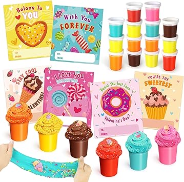 Photo 1 of Valentine's Day Cards for Kids Party Gifts,30 Pack Butter Slime Toys and Cards For Kids Valentine's Classroom Gift Exchanges,Party Favors Gift,Valentine's Day Cards Bulk School Classroom Prizes