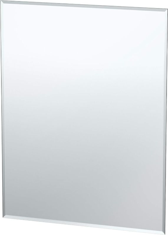 Photo 1 of Beveled Easy Mount Frameless Rectangle Mirror, 35.5 H x 27.5 W, Silver