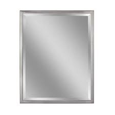 Photo 1 of 24 in. W x 30 in. H Framed Rectangular Bathroom Vanity Mirror in Brush nickel