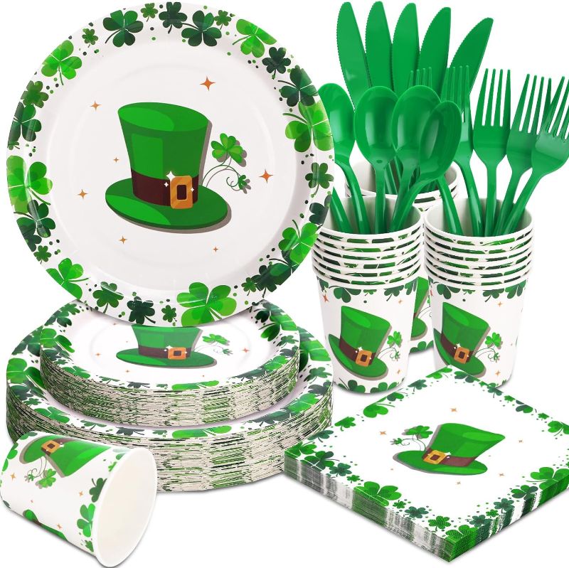 Photo 1 of 175pcs St Patricks Day Plates and Napkins Set-St Patricks Day Party Supplies for St Patricks Day Decorations