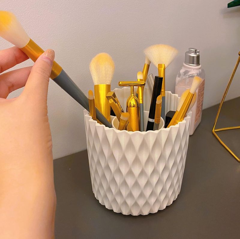 Photo 1 of 
SMILESUN 360°Rotating Makeup Brush Holder Makeup Organizer 5 Slot Cosmetic Storage Makeup Brushes Cup Pen Holder (White)