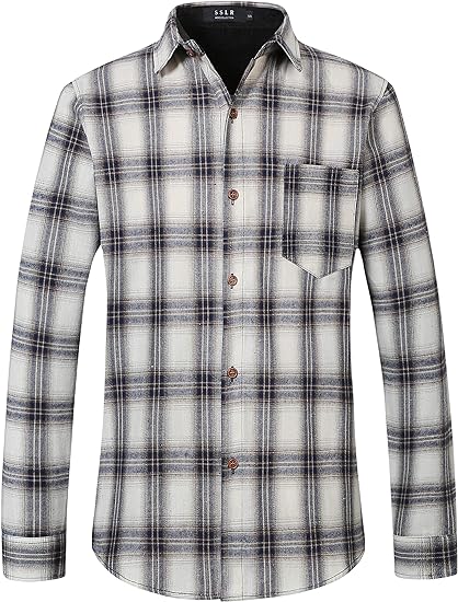 Photo 1 of SSLR-Flannel-Shirt-for-Men-Long Sleeve Button Down Shirt Plaid Casual
