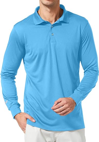 Photo 1 of BALEAF Men's Polo Shirt Long Sleeve Golf Shirt UPF 50 Sun Protection Quick Dry for Tennis Lightweight Performance Shirt
