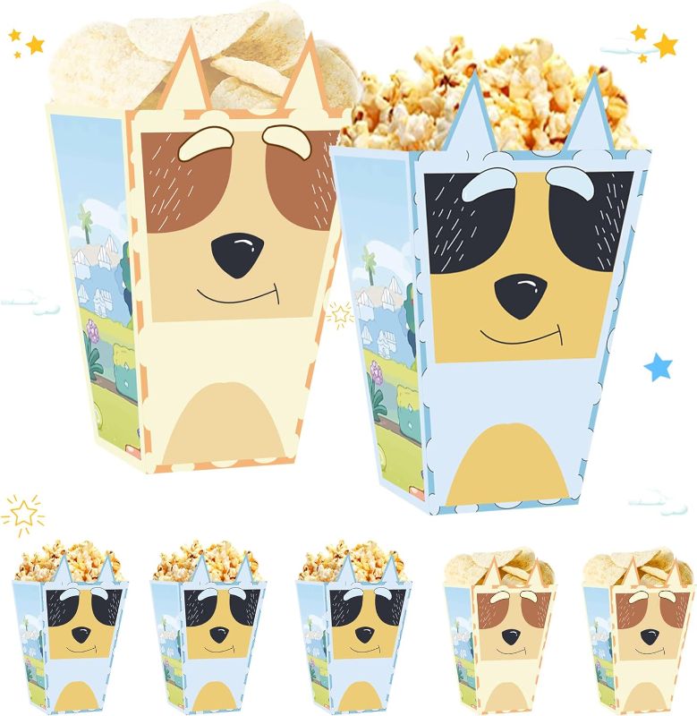 Photo 1 of Cartoon Blue Dog Popcorn Boxes 20pcs Dog Family Birthday Decorations Snack Treat Boxes for Kids Boys Girls Blue Dog Theme Birthday Party Supplies Baby Shower Decorations