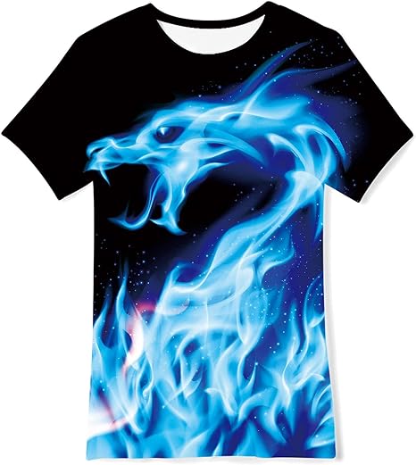 Photo 1 of Boys Shirts 3D Graphic Tee Shirt Neon Colorful Print Shirts for Boys and Girls 4-14 Years
