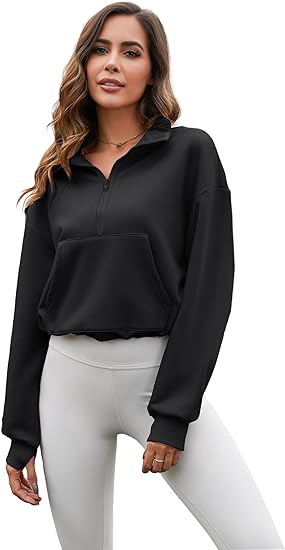 Photo 1 of COZYPOIN Womens Half Zip Oversized Pullover Long Sleeve Sweatshirts Hoodie Sweater For Teen Girls Y2K