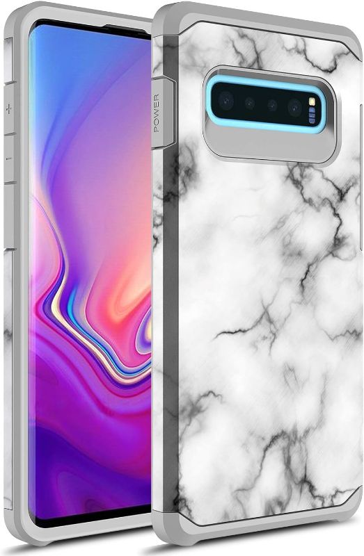 Photo 1 of Phone Case for Samsung Galaxy S10 Plus/Galaxy S10+ Cute Scratch Resistant TPU Shockproof Anti-Drop Protective Cover White Marble