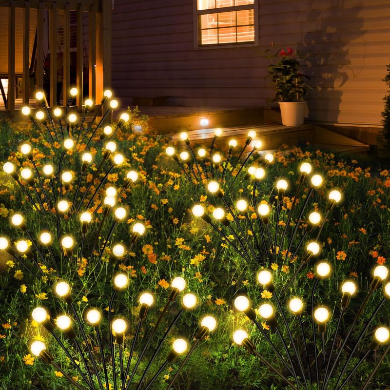 Photo 1 of Sunvigor 4-Pack 40 LED Upgraded Spring Solar Garden Lights, Outdoor Solar Firefly Lights, Waterproof Firefly Lights Swaying in The Wind - for Yard, Landscape, and Pathway Decorations, Warm White