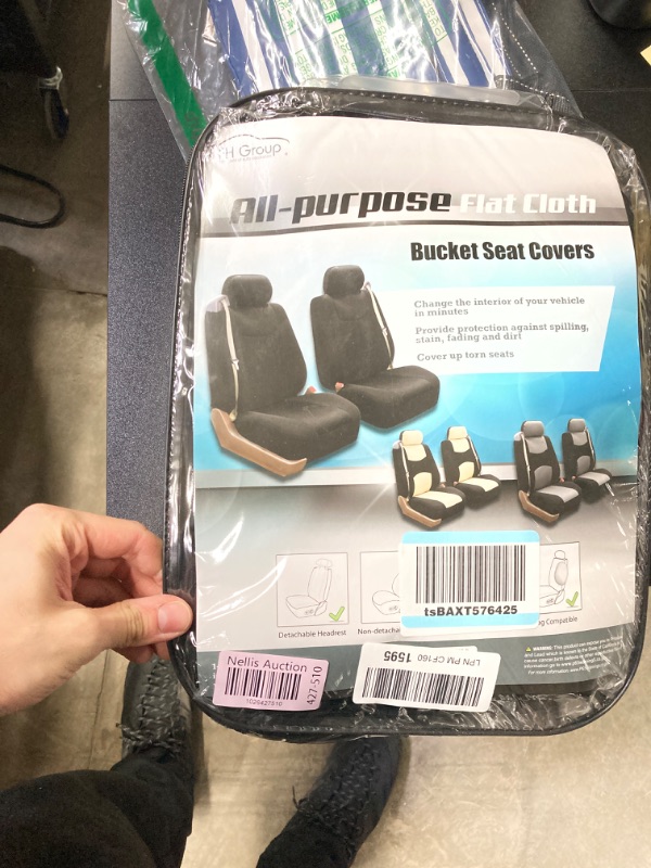 Photo 2 of FH Group Three Row Full Set - All Purpose Flat Cloth Built-in Seat Belt Car Seat Cover- Universal Fit for Cars Trucks and SUVs (Solid Black) FH-FB351217 Black (3 Rows)