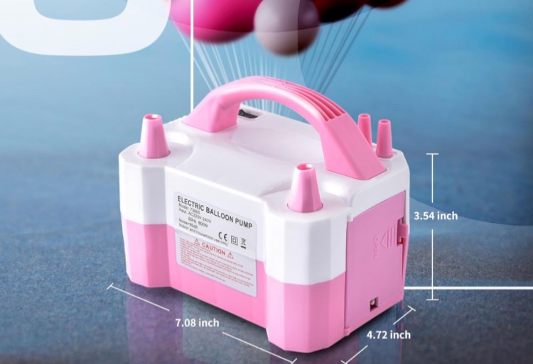 Photo 1 of Balloon Pump,Electric Balloon Pump,Electric Portable Dual Nozzle Balloon Blower Air Pump Inflation with 2 Tying Tool and Accessories for Party Decoration 110V 600W (White Pink)