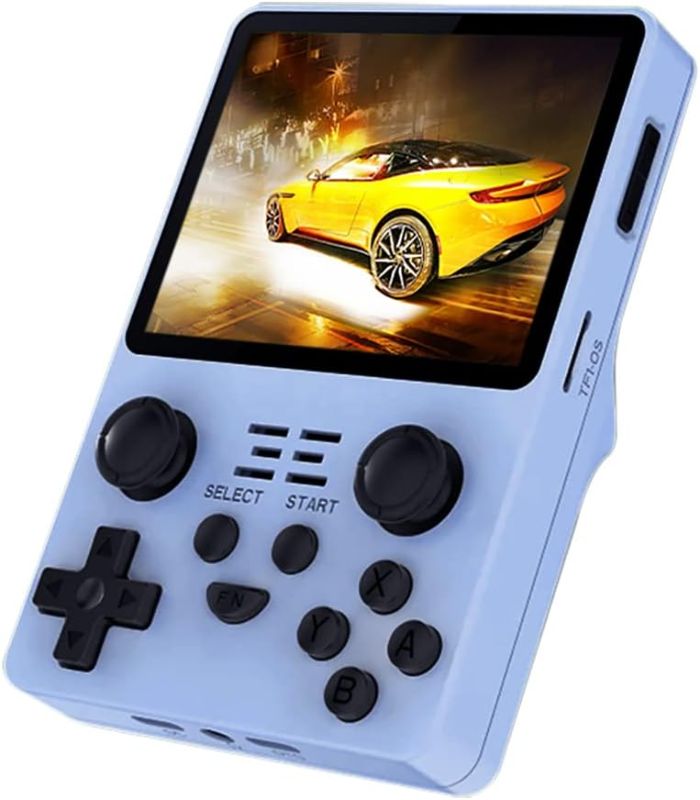 Photo 1 of RGB20S Handheld Game Console 3.5 inch Retro Games Consoles Classic Emulator Hand-held Gaming Console Preinstalled Hand Held Video Games System 64GB Blue