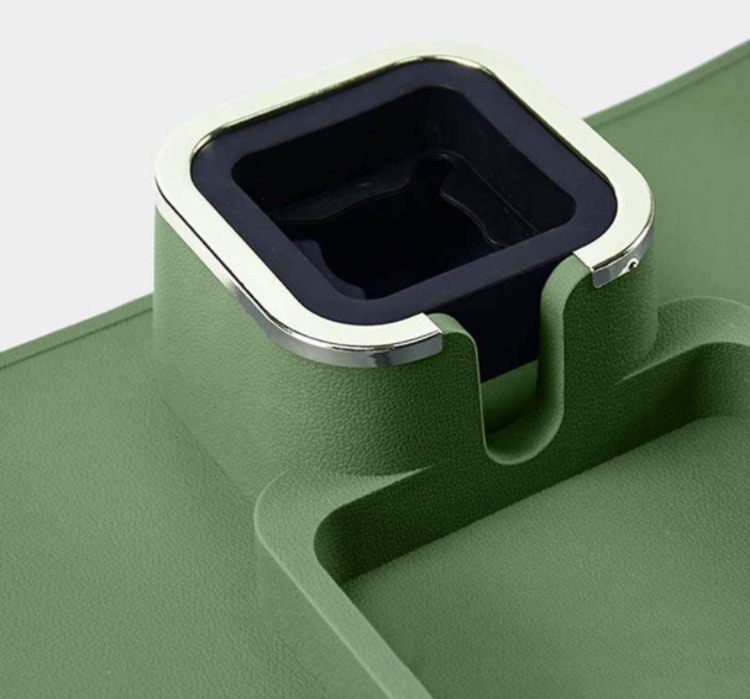 Photo 1 of Armrest Cup Holder for Couch, Anti Slip Silicone Coaster for Sofa Armrest, Drink and Remote Caddy, Sofa Armrest Tray, Recliner Cupholder, Armchair Coaster, Remote Holder Tray (Green)