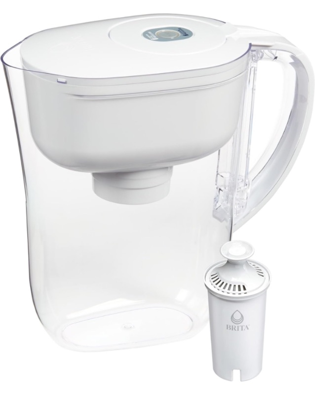 Photo 1 of Brita Metro Water Filter Pitcher, BPA-Free Water Pitcher, Replaces 1,800 Plastic Water Bottles a Year, Lasts Two Months or 40 Gallons,Includes 1 Filter,Kitchen Accessories, Small -6-Cup Capacity,White