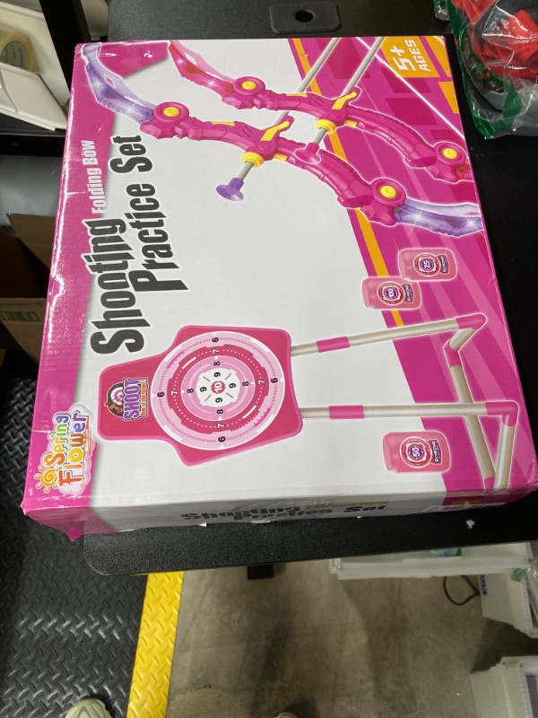 Photo 3 of Bow and Arrow Toys for 5 6 7 8 9 10 Years Old's Girls, Archery Set Includes 2 Super Bow with LED Lights, 20 Suction Cups Arrows, Archery Set with Standing Target,3 Target Cans, Gift for Kids