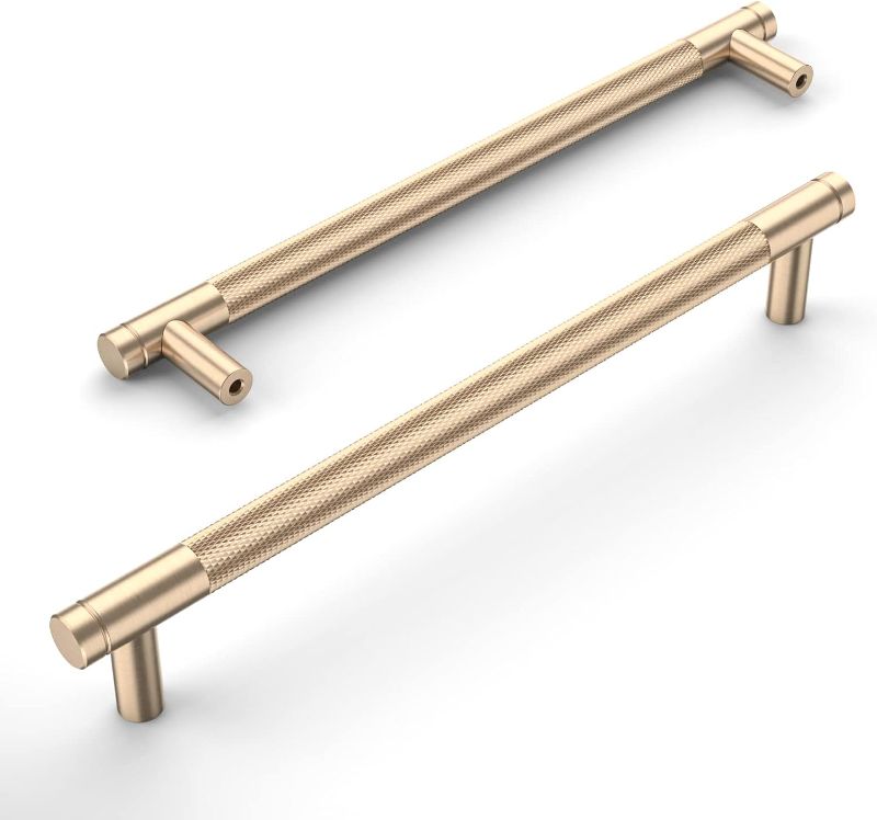 Photo 1 of Amerdeco 10 Pack Gold Knurled Cabinet Pulls 6 3/8 Inch Center to Center Kitchen Cabinet Handles for Drawer Dresser, Cupboard and Wardrobe ZH0031